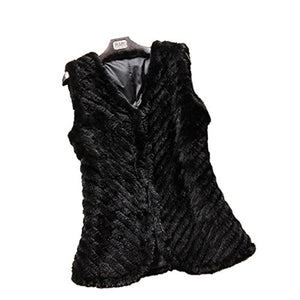 Fur Story 15216 Women's Knitted Short Real Mink Fur Vest