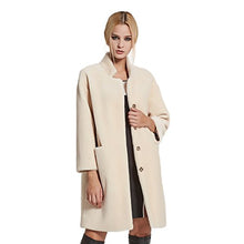 Load image into Gallery viewer, Women&#39;s Lamb Shearing Fur Coat Winter Coat 3/4 Sleeve Stand up Collar(10,Beige)