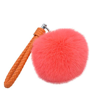 Fur Story 16821 Real Rex Rabbit Fur Pompom Ball Car Key Chain Handbag Key Rings