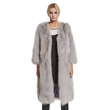 Load image into Gallery viewer, Fur Story Women&#39;s Long Genuine Fox Fur Coat Thick Warm Coat Nine Points Sleeve V Neck