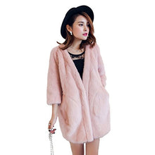 Load image into Gallery viewer, Fur Story Women&#39;s Long Fur Coat with Real Mink Fur Thick Warm Coat 3/4 Sleeve V Neck
