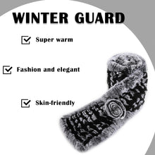 Load image into Gallery viewer, Women&#39;s Rex Rabbit Fur Scarf Ladies Flowers Crochet Winter Warm Knitted Fashion Scarf Scarves for Women