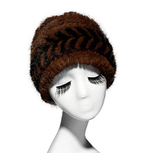 Load image into Gallery viewer, Fur Story 15667 Women&#39;s Knitted Real Mink Fur Beanie Hat Skull Cap