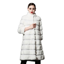 Load image into Gallery viewer, Fur Story Women&#39;s Long Fur Coat with Real Rex Rabbit Fur Nine Points Sleeve Mandarin Collar