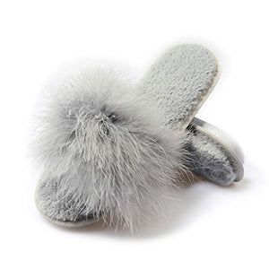 Fur Story FS19S12 Women's Furry Fur Slippers Memory Foam House Slippers Cozy Open Toe House Shoes