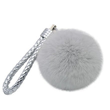Load image into Gallery viewer, Fur Story 16821 Real Rex Rabbit Fur Pompom Ball Car Key Chain Handbag Key Rings