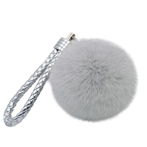 Fur Story 16821 Real Rex Rabbit Fur Pompom Ball Car Key Chain Handbag Key Rings