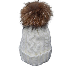 Load image into Gallery viewer, Fur Story Unisex Beanie Outdoor Cap Real Raccoon Fur Pom Pom Hats