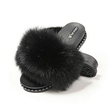 Load image into Gallery viewer, Fur Story FS19S10 Women&#39;s Faux Fur Slides for Outdoor Furry Slide Sandals Fur Slippers