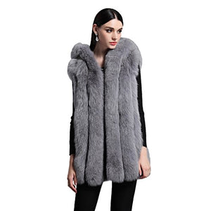 Fur Story 16278 Women's Real Fox Fur Vest Hood
