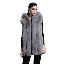 Load image into Gallery viewer, fur story Women&#39;s Long Real Fox Fur Vest with Hood Thick Warm Vest Sleeveless O Neck Length 75CM