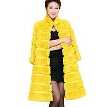 Load image into Gallery viewer, Fur Story Women&#39;s Long Fur Coat with Real Rex Rabbit Fur Nine Points Sleeve Mandarin Collar
