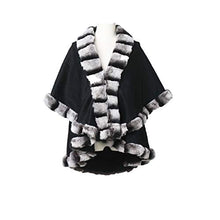 Load image into Gallery viewer, Women&#39;s Wool Poncho Coat With Rex Rabbit Fur Collar And Hem Thick Warm Winter Shawl (Fur Story 18704)