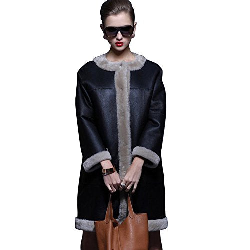 Women's Natural Long Lamb Fur Coat Double Faced Fur Coat
