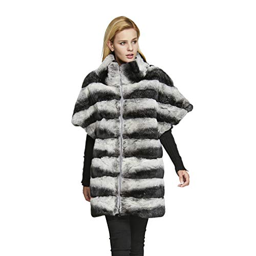 fur story Women's Rex Rabbit Fur Coat with Stand Collar Fur Jacket for Winter 18123