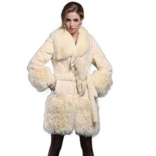 Load image into Gallery viewer, Fur Story 15157 Women&#39;s Long Real Rabbit Fur Coat with Fur Collor and Hem