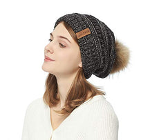 Load image into Gallery viewer, Pilipala Womens Winter Knit Beanie Hat Slouchy Warm Pom Pom Hat Faux Fur Caps for Women Ladies Girls