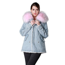 Load image into Gallery viewer, Fur Story Women&#39;s Real Fur Coat with Fox Fur Lining and Raccoon Fur Collar Full Sleeve