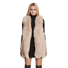 Load image into Gallery viewer, fur story Women&#39;s Fur Vest with Real Fox Fur Thick Warm Vest Sleeveless V Neck