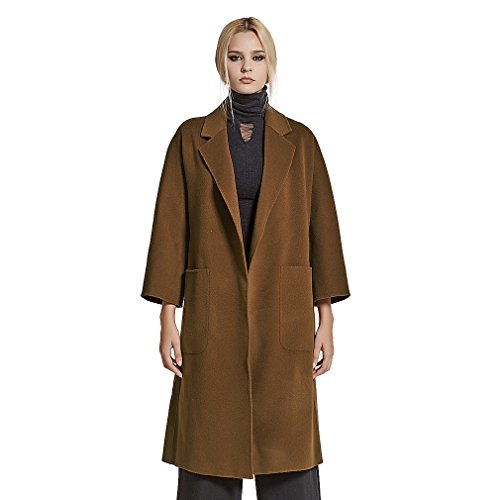fur story Women's Long Double Faced Cashmere Coat Handmade Fashion Ladies Coat