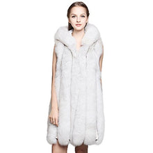Load image into Gallery viewer, fur story Women&#39;s Long Fur Vest with Real Fox Fur Thick Warm Vest Sleeveless O Neck