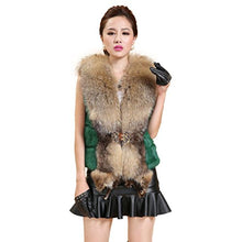 Load image into Gallery viewer, Fur Story Women&#39;s Short Real Rabbit Fur Vest with Raccoon Fur Collar