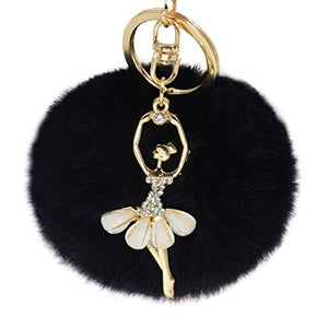 Fur Story FS16819 Fur Pom Pom KeyChain Bag Car Purse Charm Fluffy Fur Keychain Ball