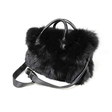 Load image into Gallery viewer, Fur Story Women&#39;s Winter Fur Bag Silver Fox Handbag Leather Ladies Shoulder Bag