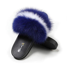 Load image into Gallery viewer, Fur Story Women&#39;s Fox Fur Slides Furry Slide for Outdoor Fluffy Sandals Open Toe Fur Slippers