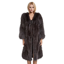 Load image into Gallery viewer, Fur Story Women&#39;s Long Genuine Fox Fur Coat Thick Warm Coat Nine Points Sleeve V Neck
