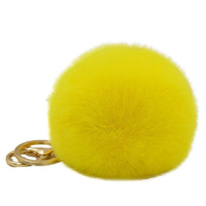 Fur Story 16802 Real Rex Rabbit Fur Pompom Ball Car Key Chain Handbag Key Rings