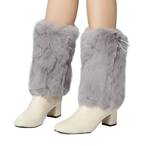 Fur Story Fur Leg Warmers Real Fur Rabbit Winter Leggings Boot Toppers For Women