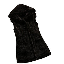 Load image into Gallery viewer, fur story Women&#39;s Long Real Mink Fur Knitted Vest with Hood 80cm Length