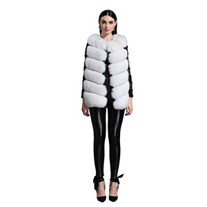 Fur Story Women's Fur Vest with Real Fox Fur Thick Warm Vest Sleeveless O Neck