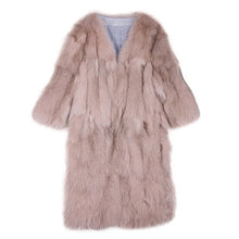 Load image into Gallery viewer, Fur Story Women&#39;s Long Genuine Fox Fur Coat Thick Warm Coat Nine Points Sleeve V Neck