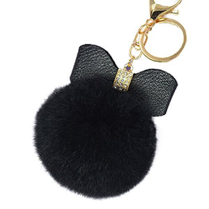 Fur Story 16820 Real Rex Rabbit Fur Pompom Ball Car Key Chain Handbag Key Rings