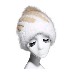 Load image into Gallery viewer, Fur Story Women&#39;s Knitted Real Mink Fur Beanie Hat with Fox Fur Pom Pom Skullies Hat