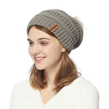 Load image into Gallery viewer, Pilipala Womens Winter Knit Beanie Hat Slouchy Warm Pom Pom Hat Faux Fur Caps for Women Ladies Girls