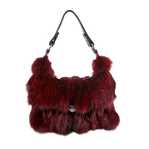 Fur Story Women's Winter Fox Shoulder Handbags Hand Bag for Women Leather Top Handle Ladies Zipper Soft Stylish Fashion Bag