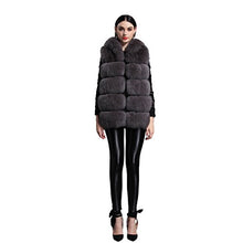 Load image into Gallery viewer, fur story Women&#39;s Fur Vest Hoodie with Real Fox Fur Thick Warm Vest with Hood Sleeveless