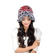 Load image into Gallery viewer, Warm Hat Winter Cap Winter Beanie Women&#39;s Knitted Real Rex Rabbit Fur Hat Cloche Fedora Cap Fur Story FS14607