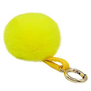 Fur Story 16816 Real Rex Rabbit Fur Pompom Ball Car Key Chain Handbag Key Rings