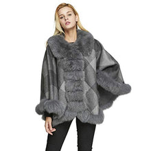 Load image into Gallery viewer, Women&#39;s Wool Poncho Coat With Fox Fur Collar And Hem For Winter Thick Warm Shawl (Fur Story 18701)