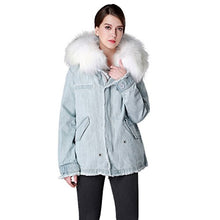 Load image into Gallery viewer, Fur Story Women&#39;s Real Fur Coat with Fox Fur Lining and Raccoon Fur Collar Full Sleeve