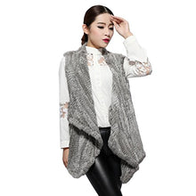 Load image into Gallery viewer, Fur Story Women&#39;s Knitted Real Rabbit Fur Vest Inclined Placket