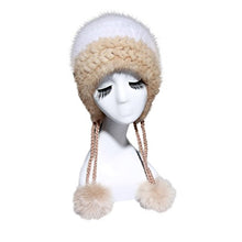 Load image into Gallery viewer, Fur Story 15664 Women&#39;s Knitted Real Mink Fur Beanie Hat Fox Fur Pom Pom Cap