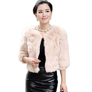 Fur Story Women's Short Genuine Rabbit Fur Coat