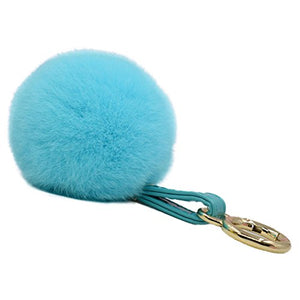 Fur Story 16816 Real Rex Rabbit Fur Pompom Ball Car Key Chain Handbag Key Rings