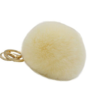 Fur Story 16802 Real Rex Rabbit Fur Pompom Ball Car Key Chain Handbag Key Rings