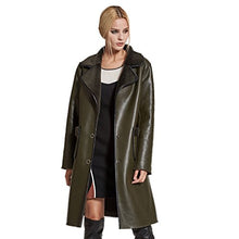 Load image into Gallery viewer, Fur Story Women&#39;s Synthetic Leather Long Coat with Real Lamb Fur Double Faced Fur Full Sleeve Turn Down Collar